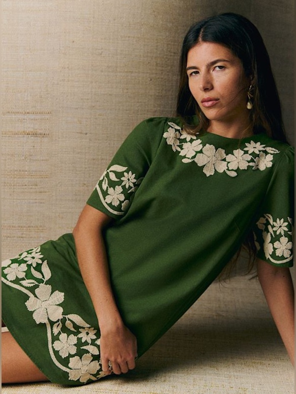 Sézane Tierra Dress in Summer Green FR 38 / US 6